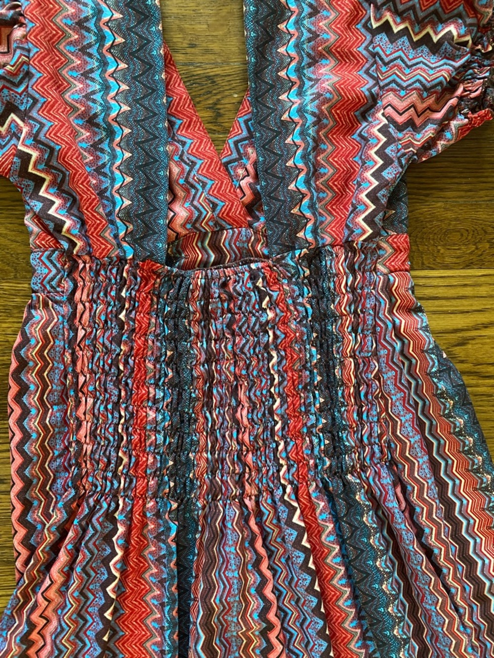 Earthbound Chevron Stripe Maxi Dress - Ties Around Neck - Picture 6 of 8